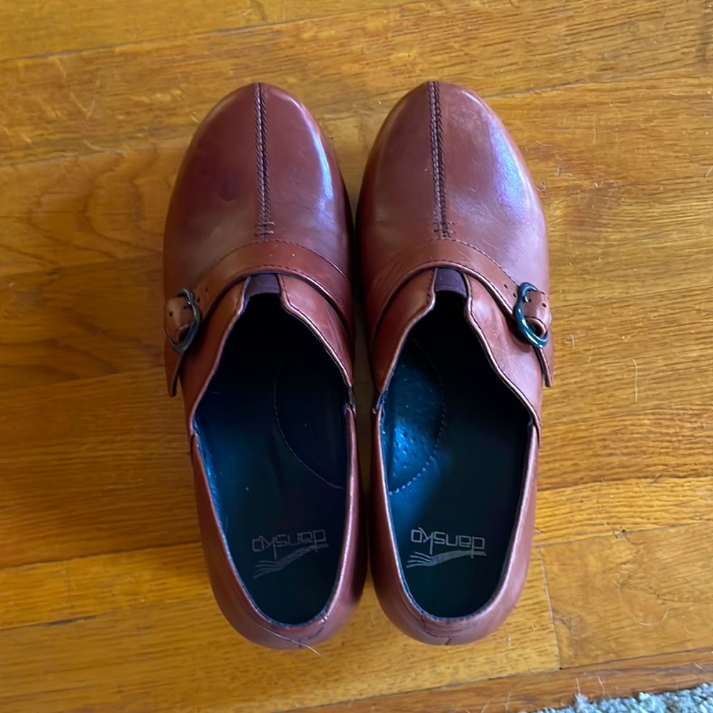 Dansko Tamara Leather Belted Dark Academia Clogs in Chestnut Brown 4800810200